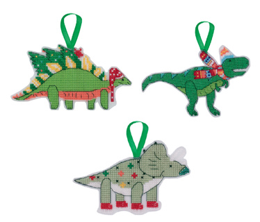 Новогодние игрушки. Динозаврики (3 шт., 12,5*8 см, 12,5*7 см, 11,5*7 см)