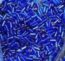 Miyuki Bugle #1 3 mm #0020 кобальт/cobalt, серебряная линия внутри (весовой) (5 г)