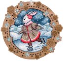 Миниатюра. По замёрзшей реке (с рамкой) (11*12 см)