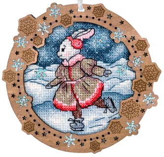 Миниатюра. По замёрзшей реке (с рамкой) (11*12 см)
