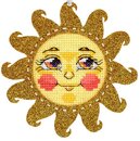 Солнышко в золоте. Ёлочная игрушка (11*11 см) (перфорированный фетр)